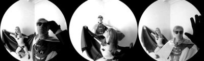 Nico and Andy Warhol as Batman and Robin