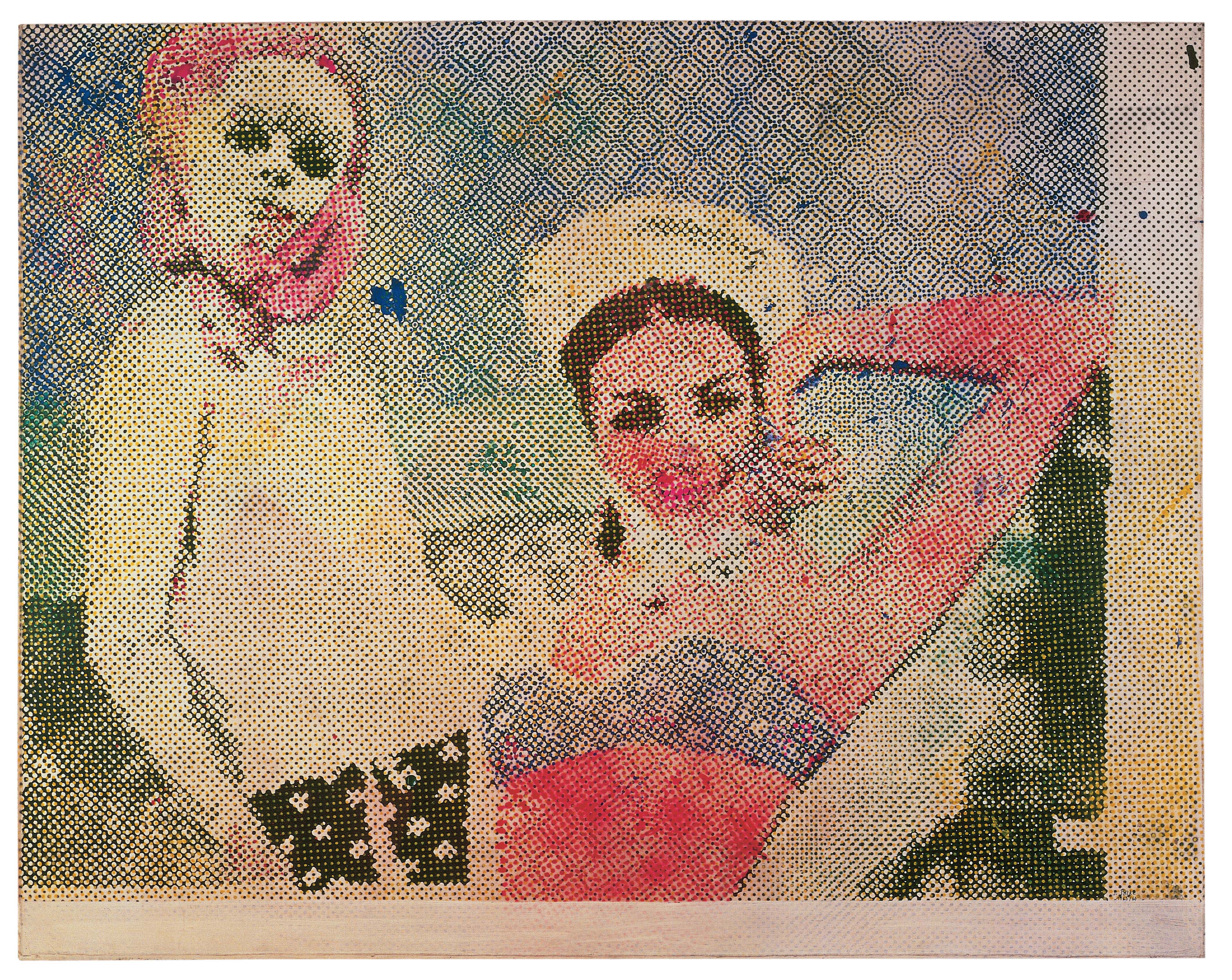 Sigmar Polke, Girlfriends (Freundinnen),  dispersion paint on canvas, 1500 x 1900mm (1965-66). Courtesy of the artist. 