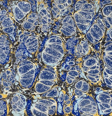 blue and yellow marbled paper