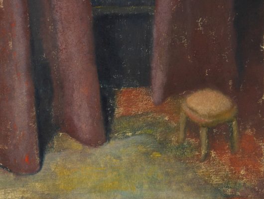 a painting of an empty stool